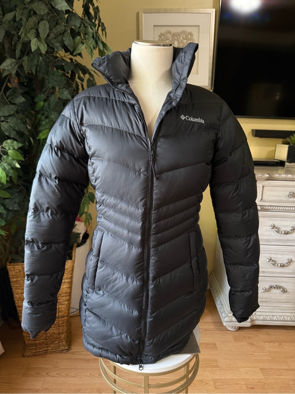Columbia Women’s XS Black Omni-Heat Down Long Puffer Coat Jacket